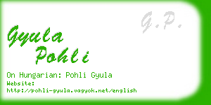 gyula pohli business card